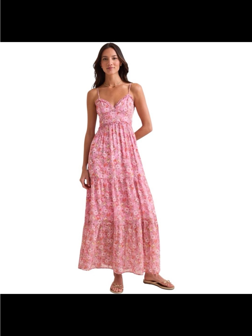 Floral Pink Maxi Sundress with Spaghetti Straps